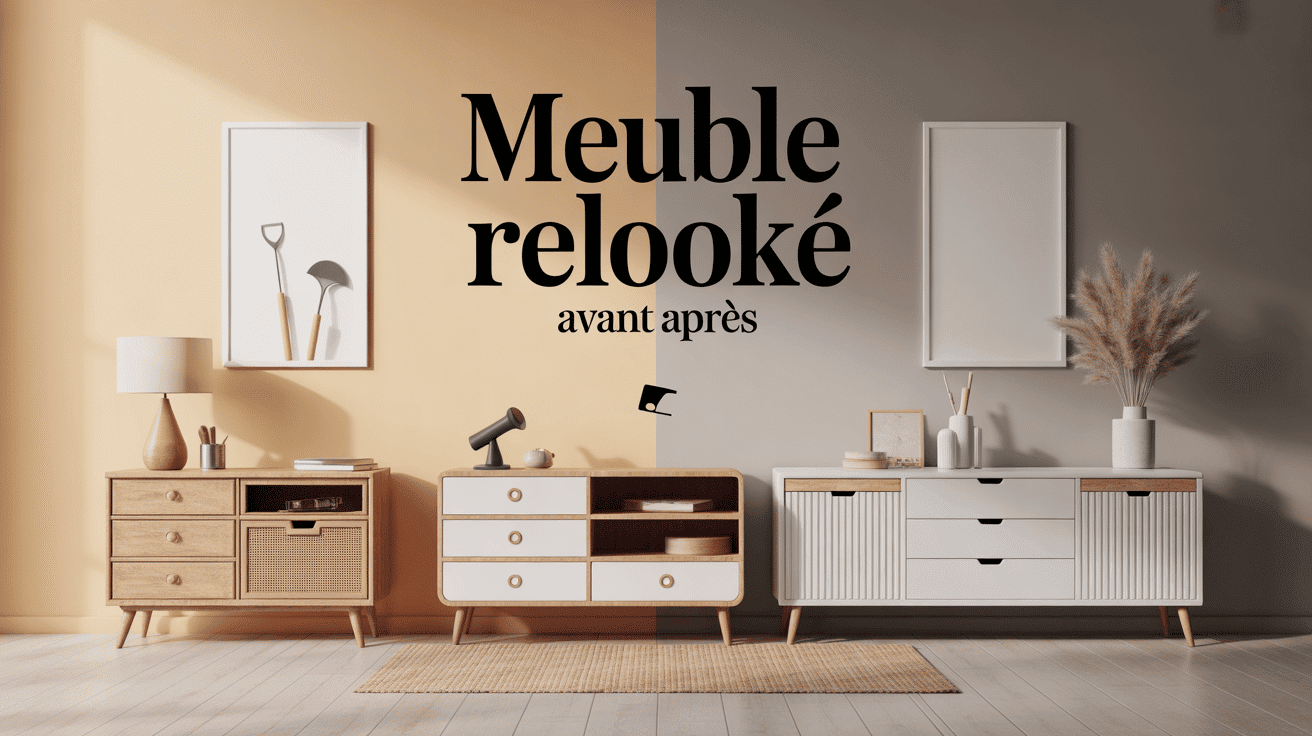 Illustration meuble relooké avant apres, scène avant après multi-meubles