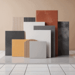 Illustration isométrique poid carrelage au m2 selon matériau, épaisseur et support