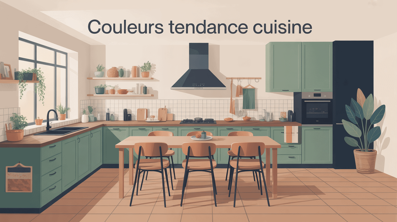 illustration cuisine moderne couleur tendance pour cuisine 2025