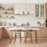 cuisine bois plan de travail blanc ambiance moderne