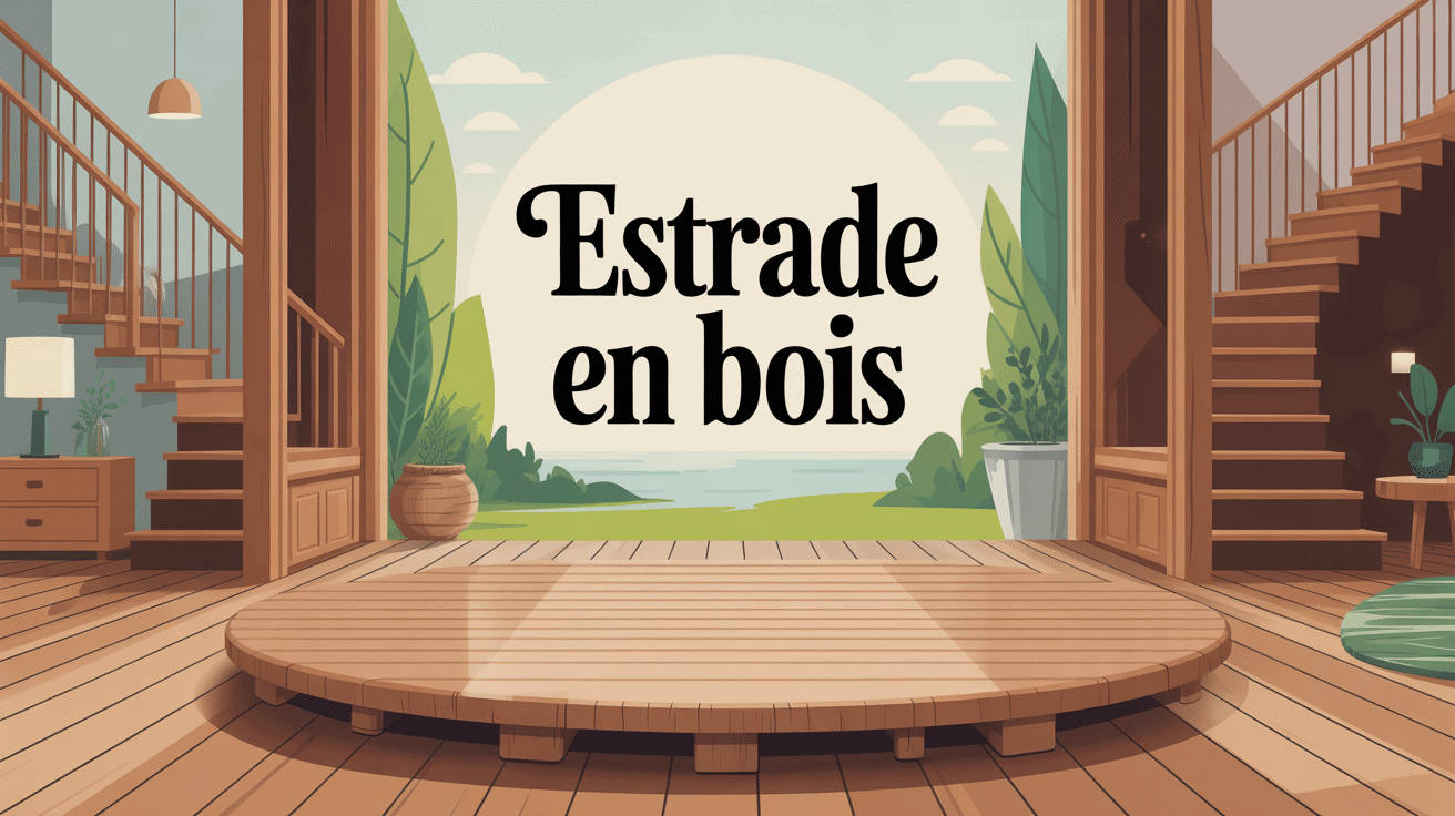 illustration estrade en bois scène chambre terrasse
