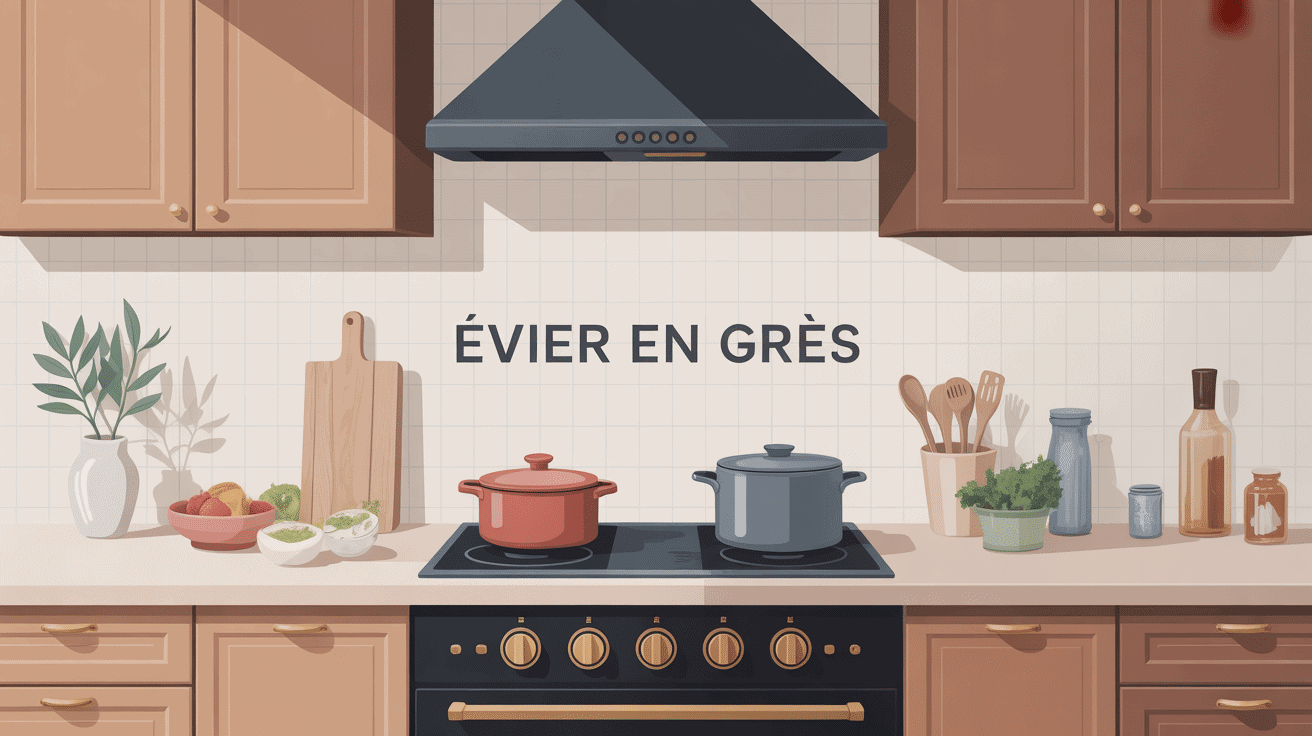 evier en gres moderne intégré plan de travail