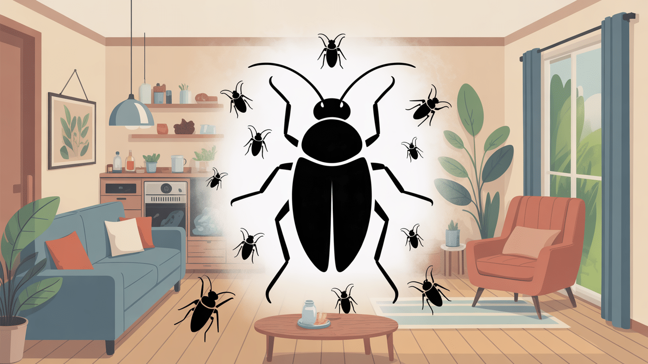 illustration insecte noir maison sur fond habitat