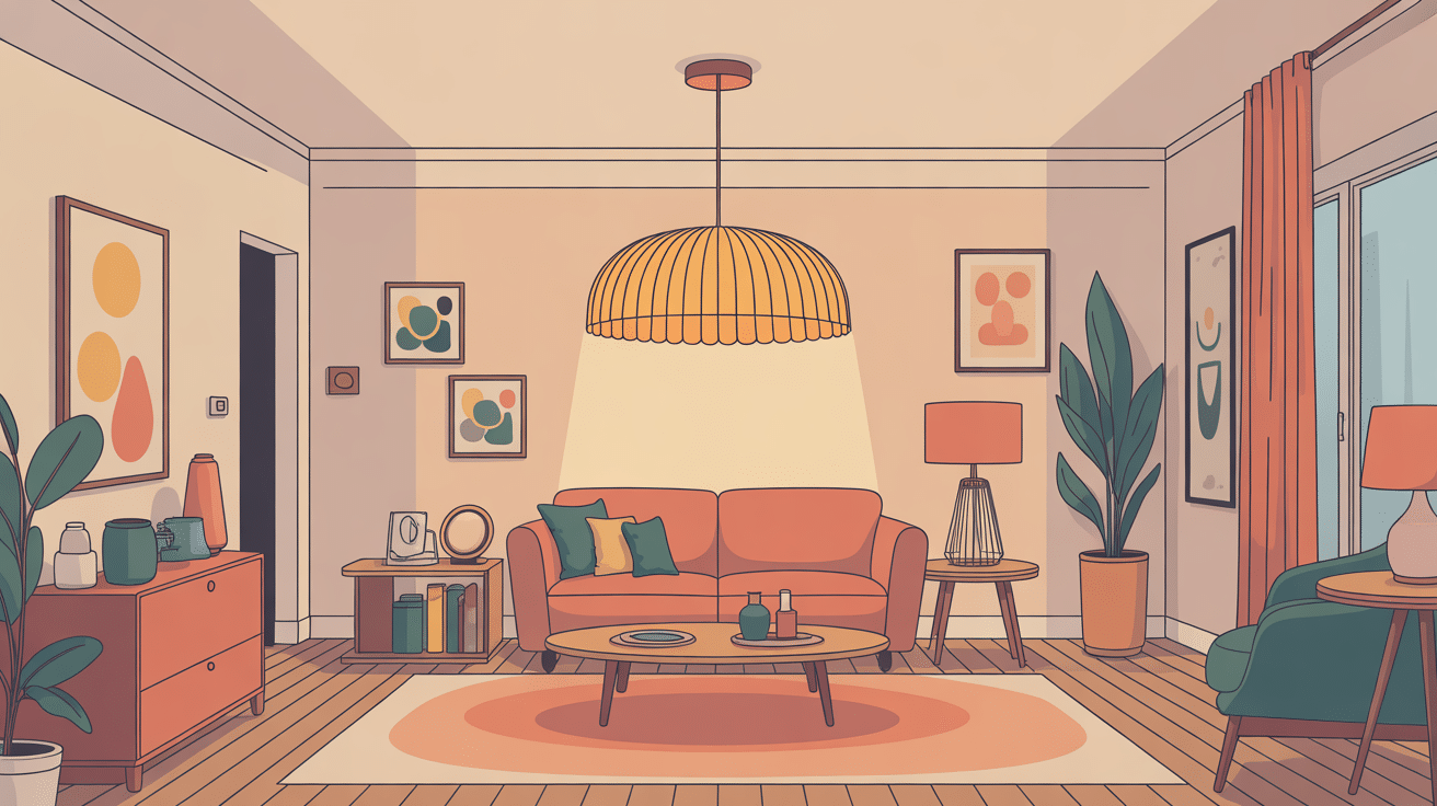 lampe halogène sur pied dans salon contemporain