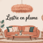 lustre en plume suspendu dans salon cocooning