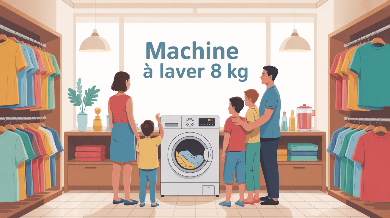 Machine à laver 8kg dans une buanderie familiale moderne