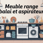 meuble range balai et aspirateur rangé dans un meuble ordonné