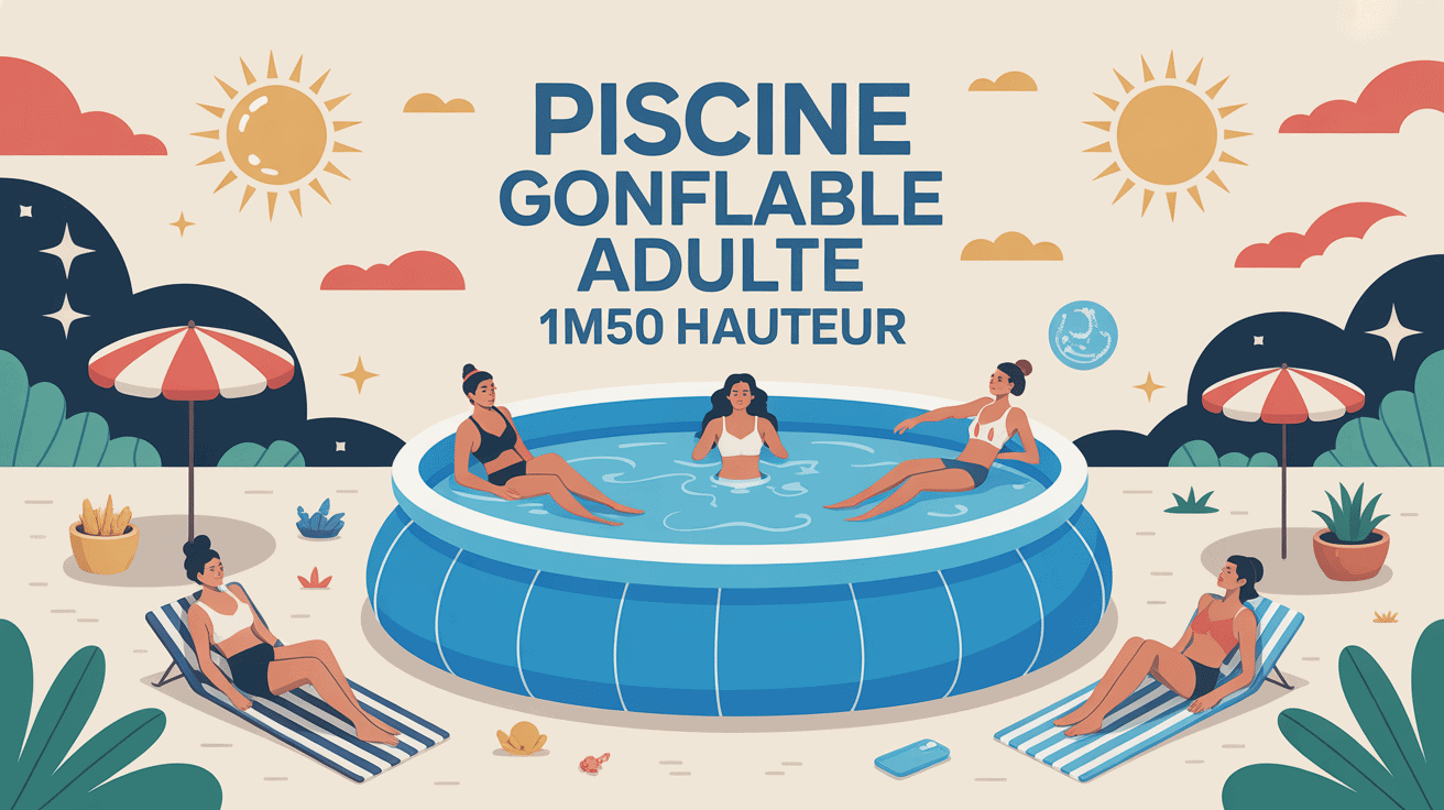 piscine gonflable adulte 1m50 hauteur illustration vectorielle ambiance été