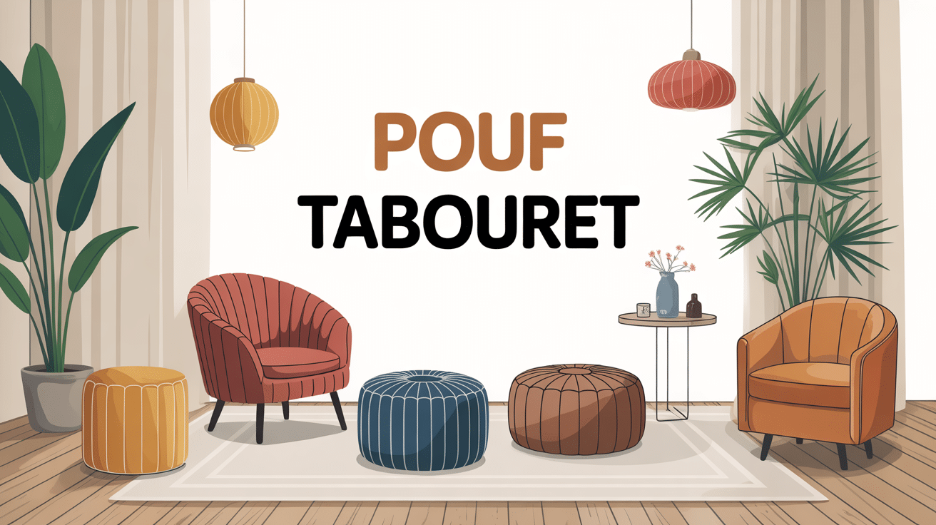 pouf tabouret moderne matériaux et couleurs