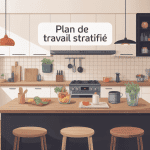 plan de travail stratifié moderne en cuisine lumineuse