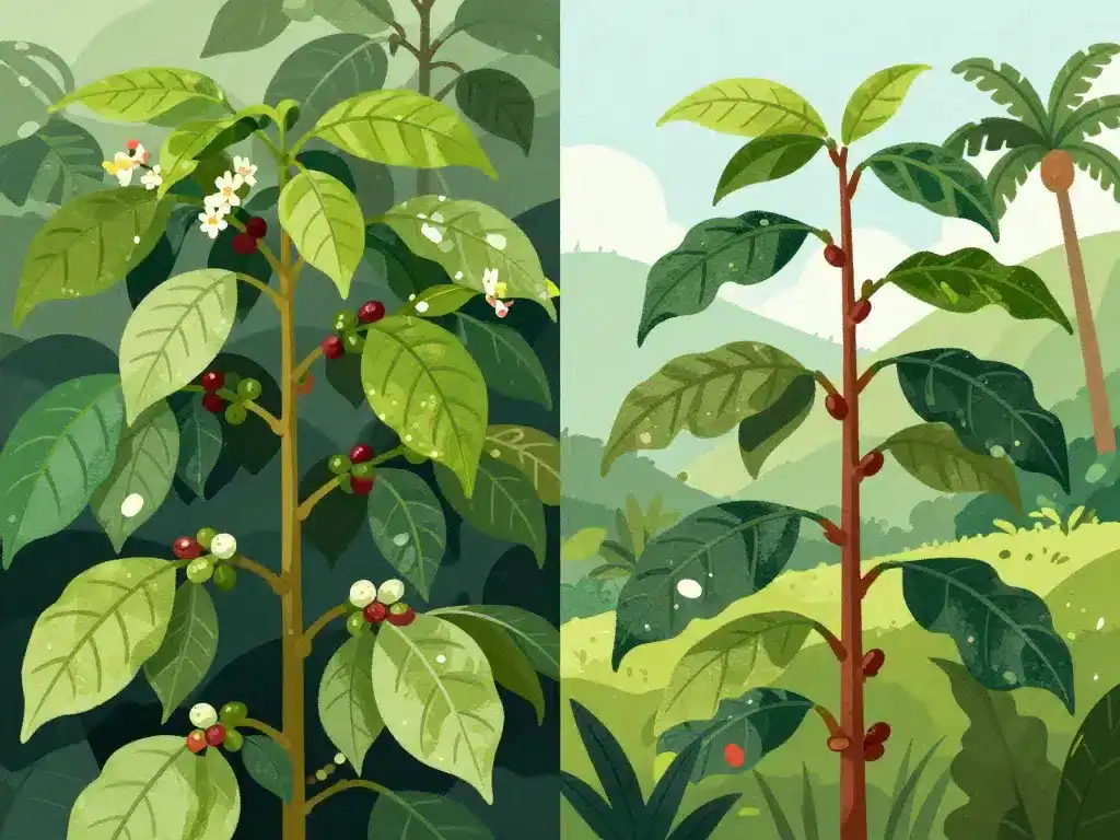 visuel caractéristiques différence entre arabica et robusta