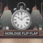 illustration stylisée horloge flip flap rétro design