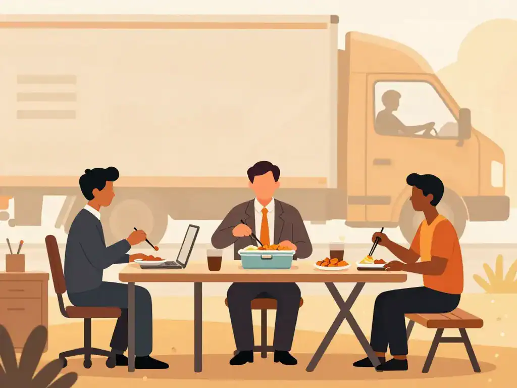 Scène utilisateurs lunch box electrique au bureau et en voiture