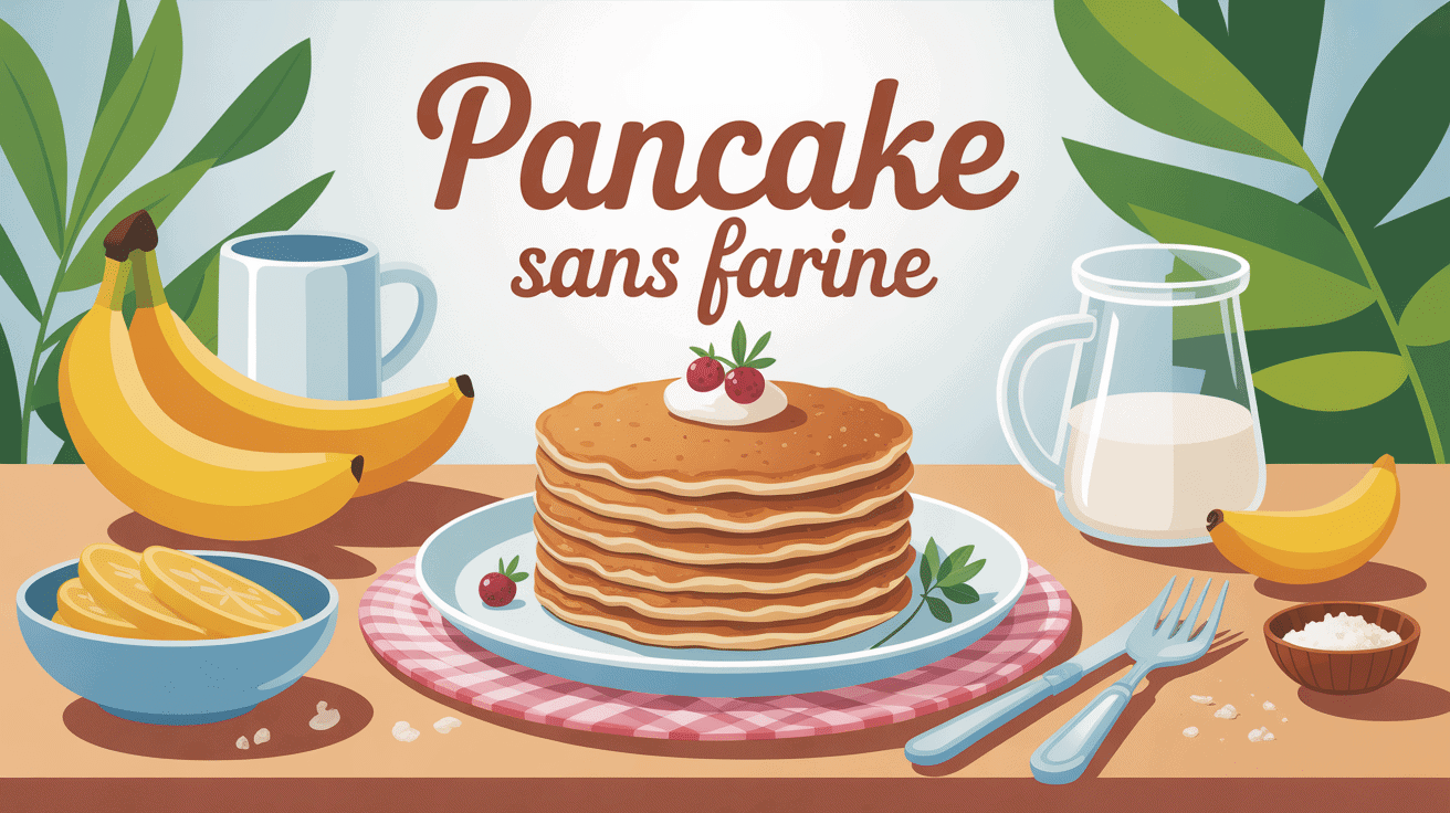 Pile de pancakes gourmands recette pancake sans farine sur table de petit-déjeuner