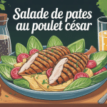 salade de pates au poulet cesar sur table conviviale