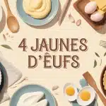 Illustration 4 jaunes d œufs avec plats et ustensiles