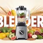 Illustration vectorielle d'un blender avec fruits et énergie