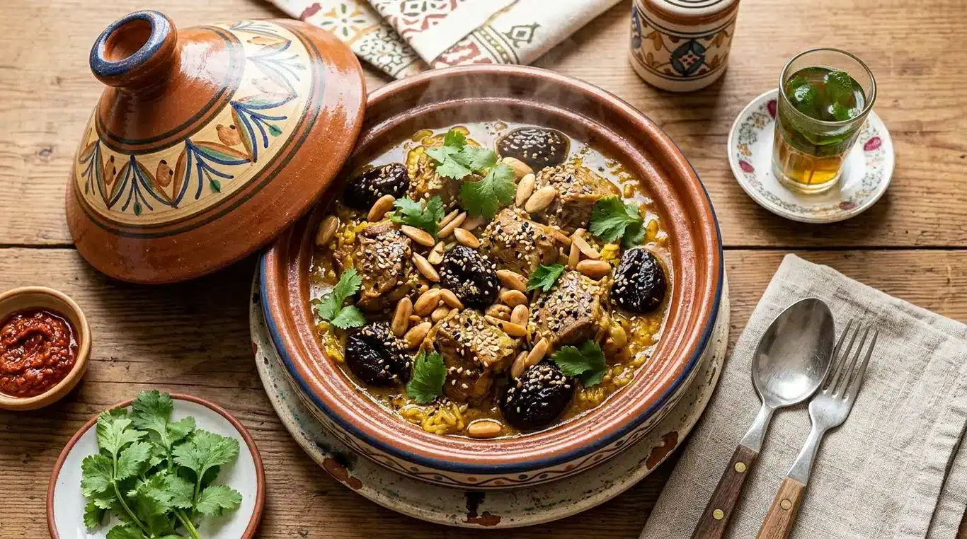 Tajine d'agneau aux pruneaux traditionnel