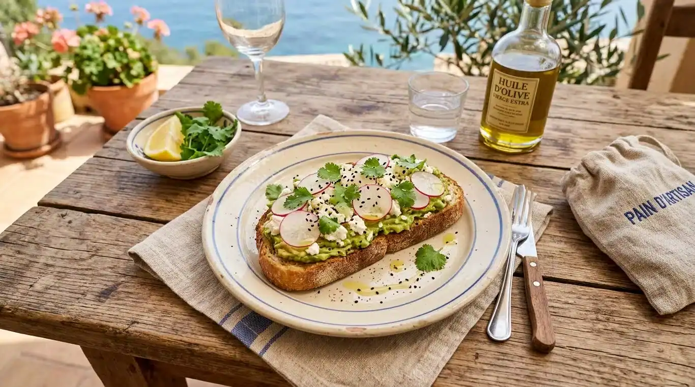 Toast à l'avocat et féta façon Presqu'île de Hyères