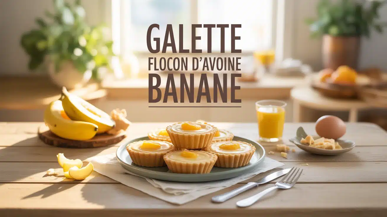 galette flocon d avoine banane assiette sur table en bois
