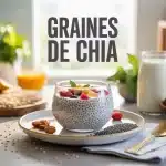 Bol de pudding onctueux aux graines de chia avec fruits rouges et amandes