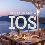 terrasse d'un restaurant à Ios avec vue sur la mer Égée