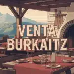 Scène chaleureuse restaurant Venta Burkaitz feu de bois