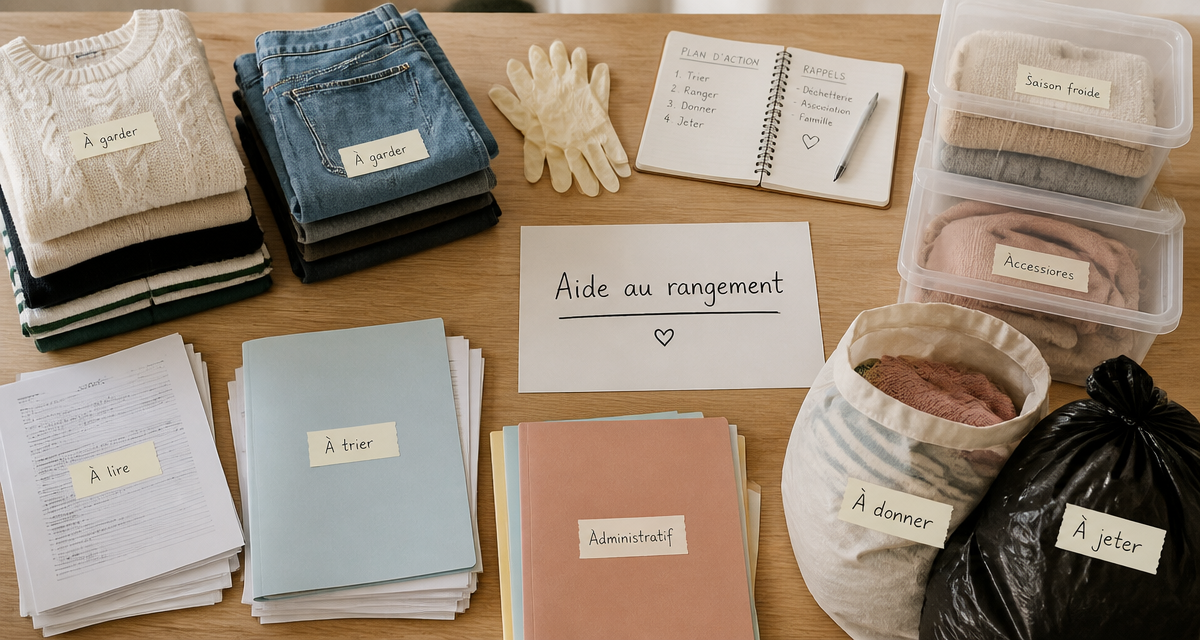 aide rangement maison table tri et organisation