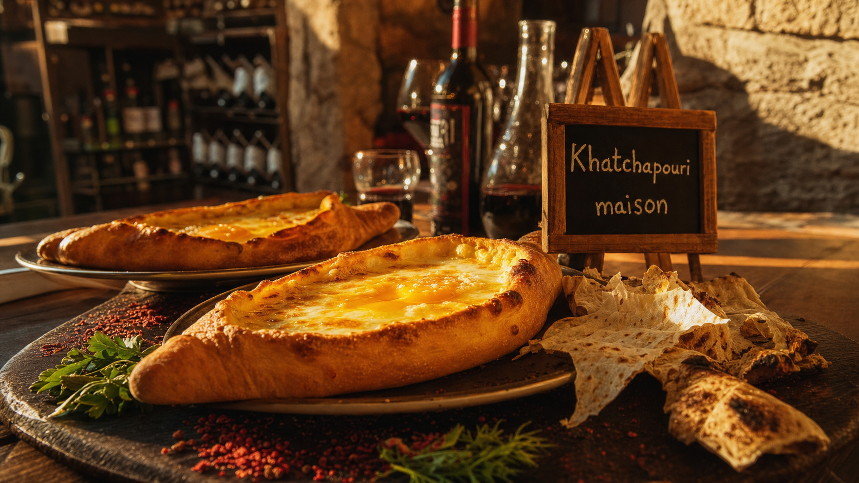 Armen restaurant : khatchapouri fumant, vin de grenade et lavash chaud