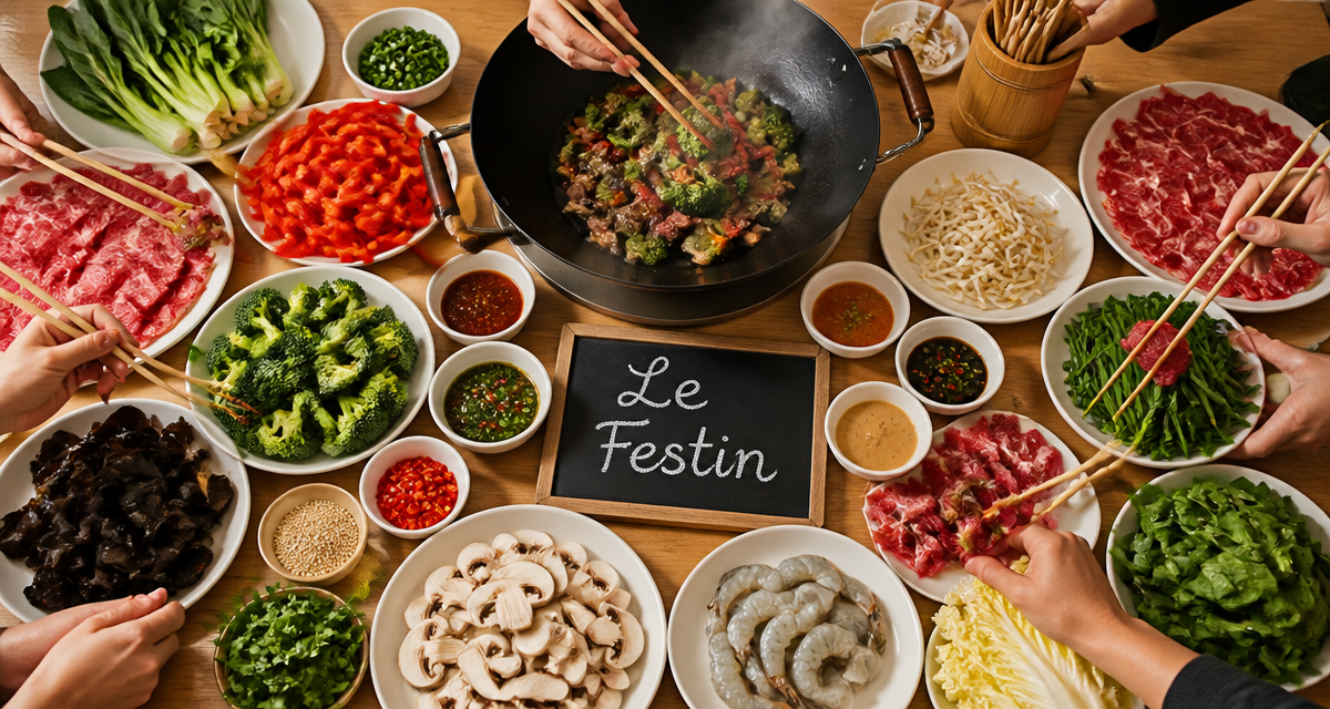 le festin - wok grill restaurant table buffet légumes viandes wok