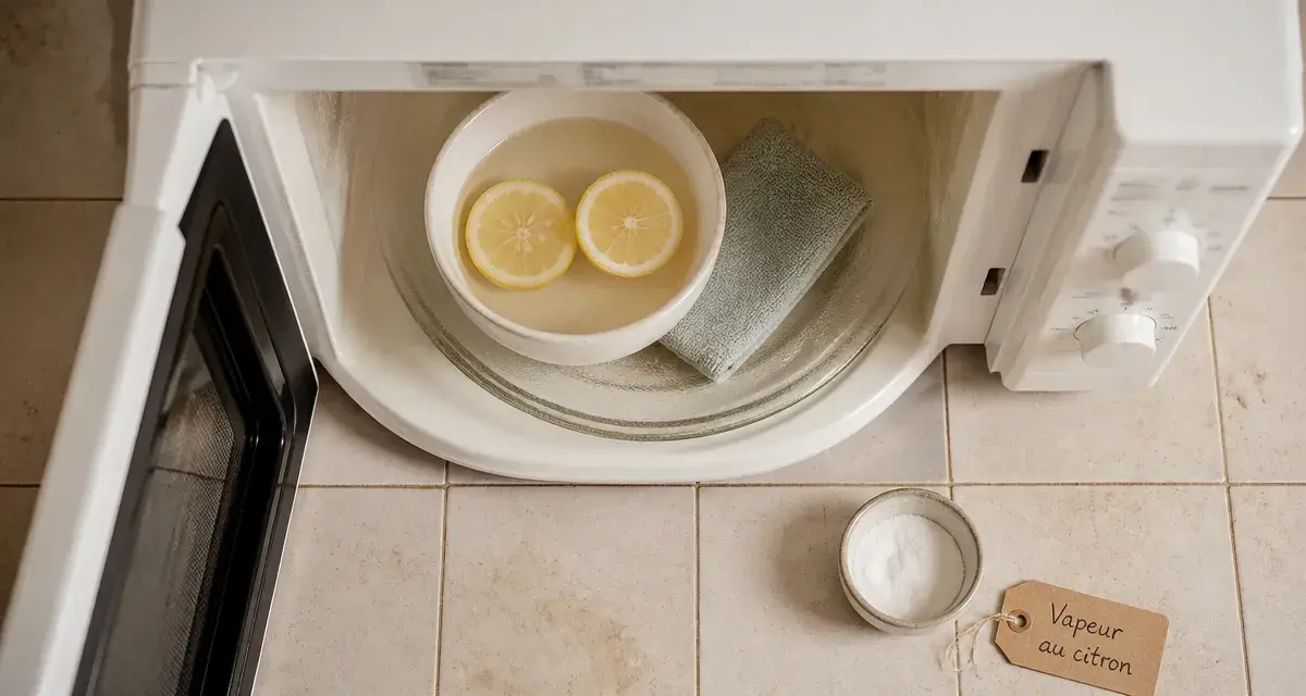 Nettoyage micro onde vapeur au citron pour dégraisser sans frotter