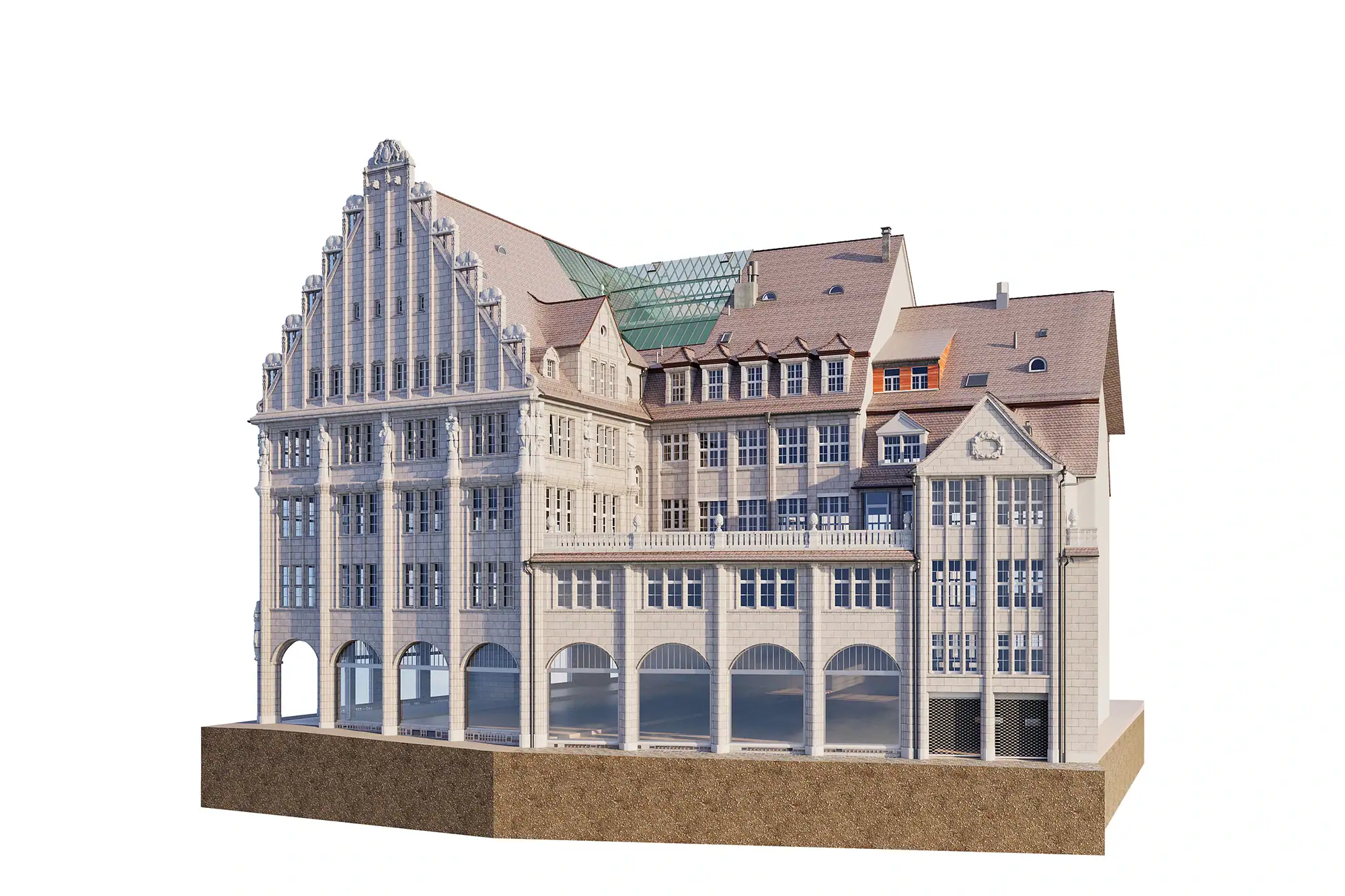 3D-Modell eines historischen Gebäudes für Bau- und Immobilienprojekte in Thun.