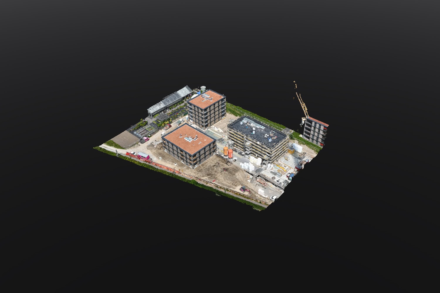 3D-Laserscanning eines Bauprojekts in Thun mit Drohne.