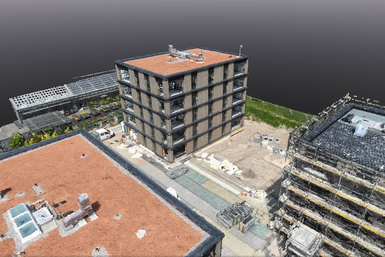 3D-Laserscanning eines Gebäudes für Bau- und Immobilienvermessung in Thun.