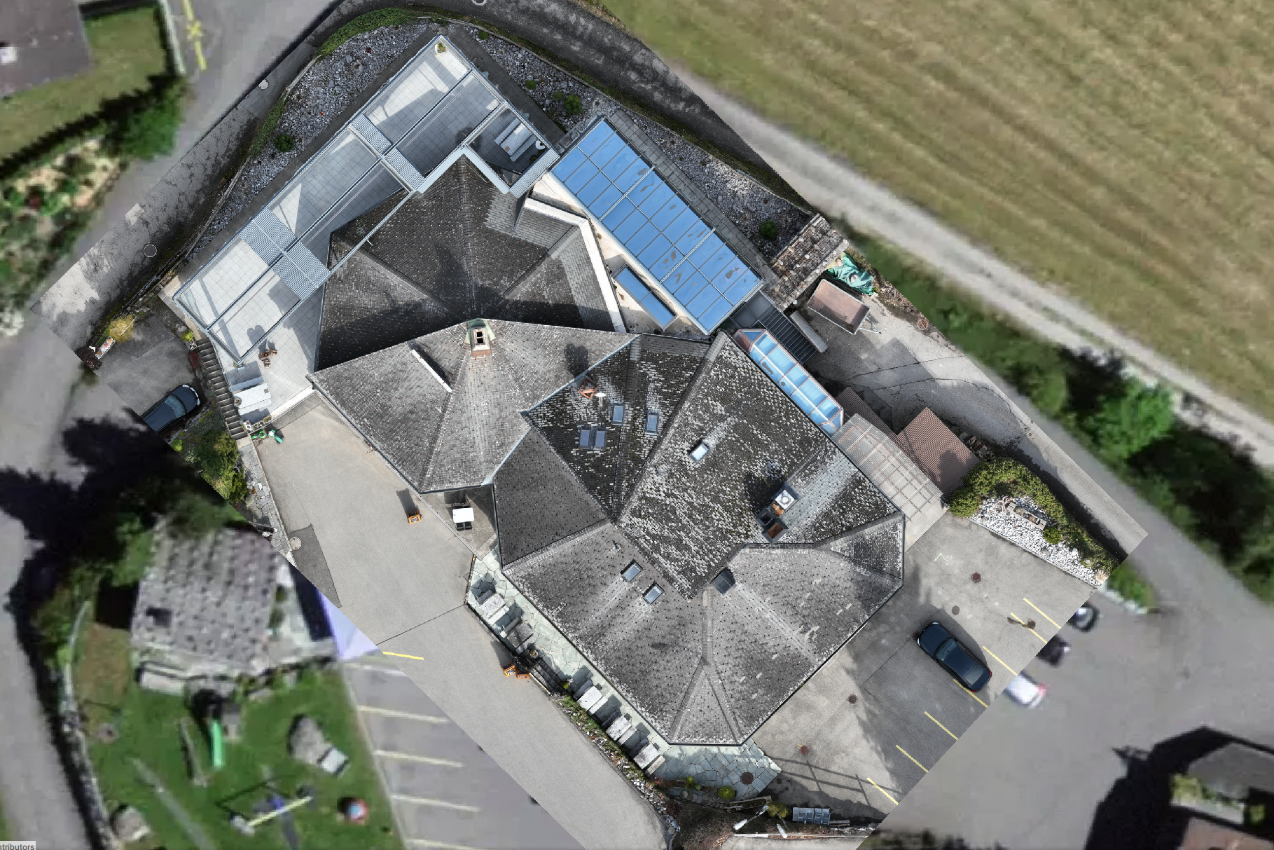 Drohnenvermessung und Laserscanning bei Bauprojekt in Thun, Schweiz.