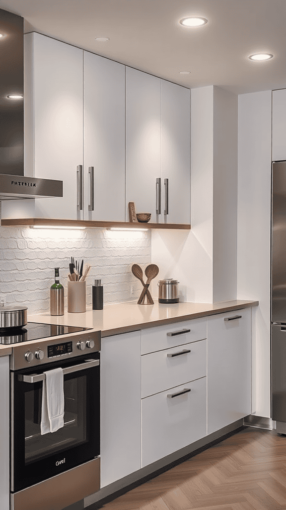 Modern kitchen featuring sleek cabinets, an induction cooktop, and a stylish oven