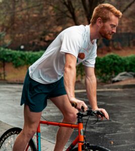 mountain bike shorts on bike