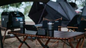 a table for camping outdoors