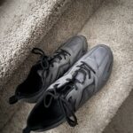 aerial view of hiking shoes