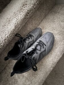 aerial view of hiking shoes