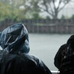 rain poncho outside