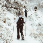 snowshoes for a winter hike in forest