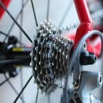 a bike chain rotating upclose