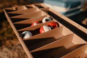 a fishing bobber set in tackle box