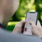 a map app on phone outdoors