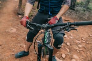 mountain biking with knee pads