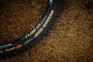 a mountain bike tire on the ground