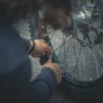 a tire repair happening outdoor