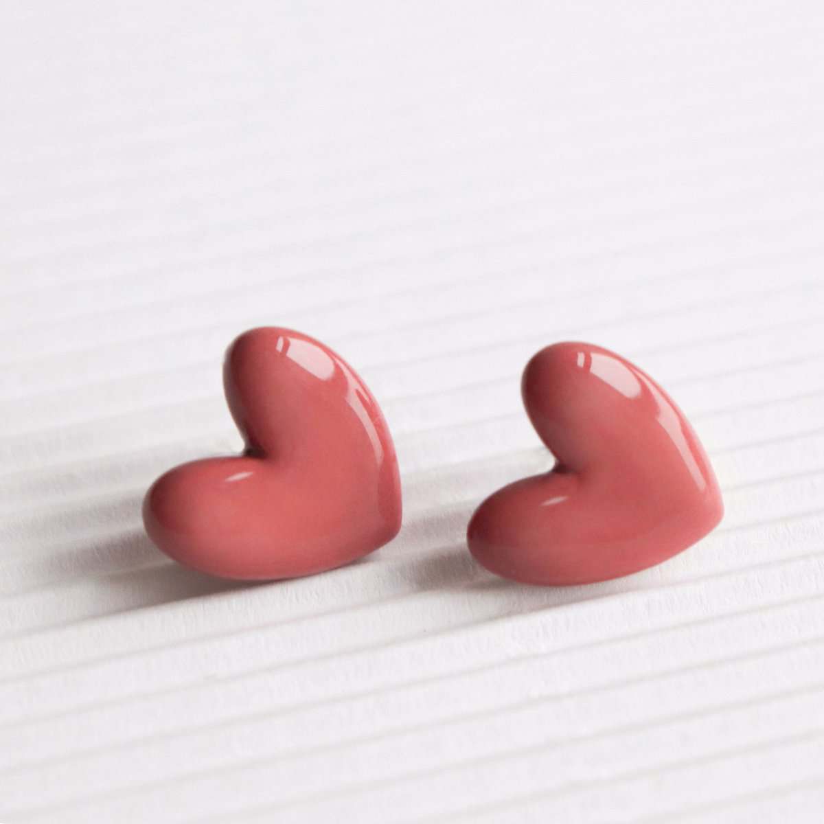 Porcelain Heart Studs -  Pink - Bild 4