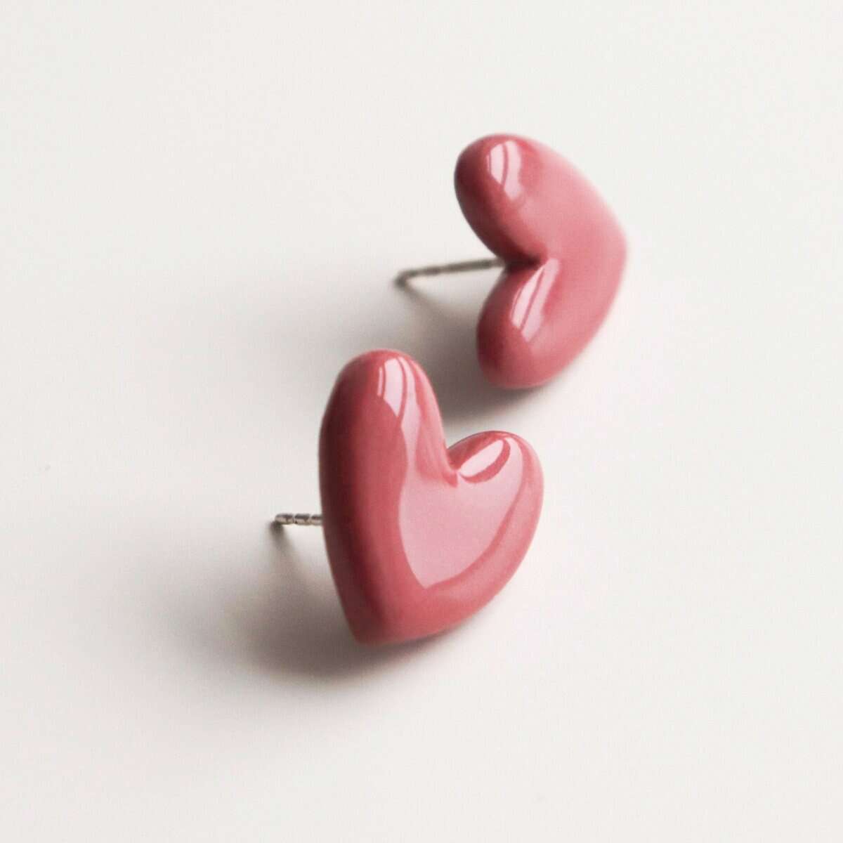 Porcelain Heart Studs -  Pink - Bild 5